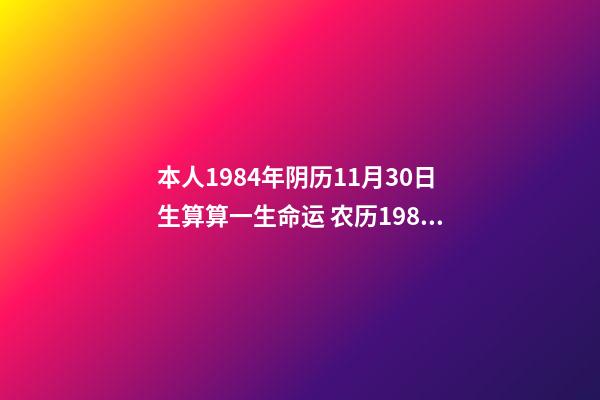 本人1984年阴历11月30日生算算一生命运 农历1984年11月30曰亥时生人命运-第1张-观点-玄机派